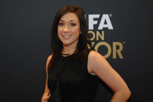 Weltfussballerin Nadine Kessler vor der Verleihung des Ballon D'Or 2014 in Zürich vom 12.01.2015 (Bild: Chris Blattmann)